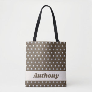 Moderne metalen zilver en donkere bruine pols tote bag