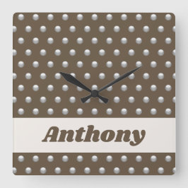 Moderne metalen zilver en donkere bruine pols vierkante klok