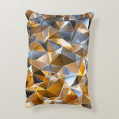 Moderne Metallic Abstract Goud Zilver Geometrisch Accent Kussen (Achterkant (Verticaal))