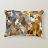 Moderne Metallic Abstract Goud Zilver Geometrisch Accent Kussen (Achterkant)