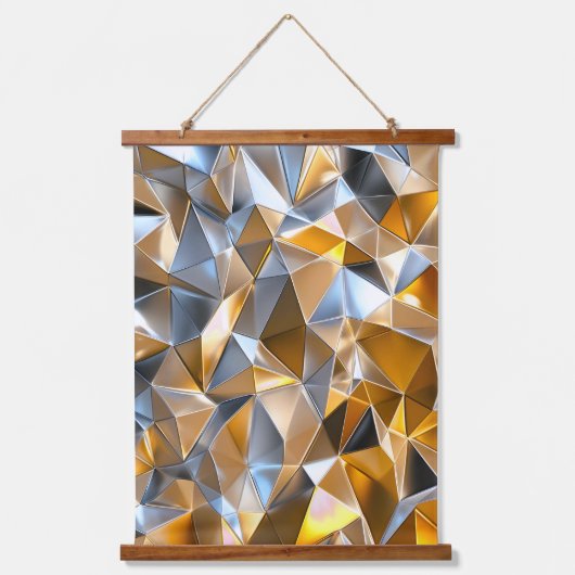 Moderne Metallic Abstract Goud Zilver Geometrisch Hangend Wandkleed (Voorkant)