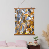 Moderne Metallic Abstract Goud Zilver Geometrisch Hangend Wandkleed (Slaapkamer)