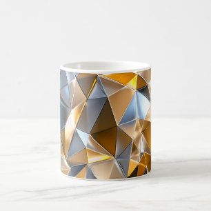 Moderne Metallic Abstract Goud Zilver Geometrisch Koffiemok