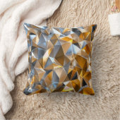 Moderne Metallic Abstract Goud Zilver Geometrisch Kussen (Deken)