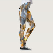 Moderne Metallic Abstract Goud Zilver Geometrisch Leggings (Rechts)
