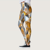 Moderne Metallic Abstract Goud Zilver Geometrisch Leggings (Links)