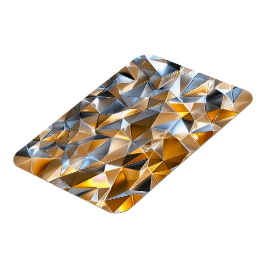 Moderne Metallic Abstract Goud Zilver Geometrisch Magneet (Linkerzijde)