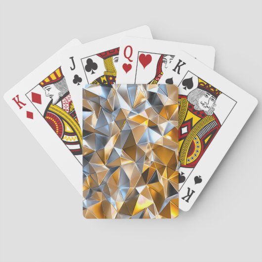 Moderne Metallic Abstract Goud Zilver Geometrisch Pokerkaarten (Achterkant)