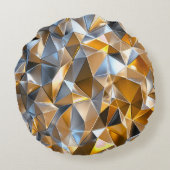 Moderne Metallic Abstract Goud Zilver Geometrisch Rond Kussen (Achterkant)