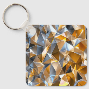 Moderne Metallic Abstract Goud Zilver Geometrisch Sleutelhanger