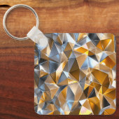 Moderne Metallic Abstract Goud Zilver Geometrisch Sleutelhanger (Voorkant)