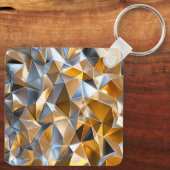 Moderne Metallic Abstract Goud Zilver Geometrisch Sleutelhanger (Achterkant)