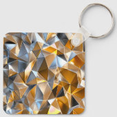 Moderne Metallic Abstract Goud Zilver Geometrisch Sleutelhanger (Achterkant)