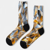 Moderne Metallic Abstract Goud Zilver Geometrisch Sokken (Links)