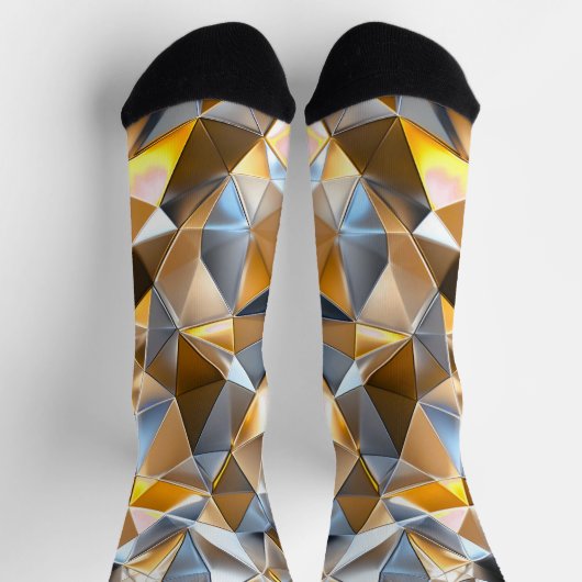 Moderne Metallic Abstract Goud Zilver Geometrisch Sokken (Top)