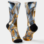 Moderne Metallic Abstract Goud Zilver Geometrisch Sokken (Gebogen)