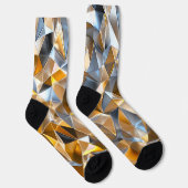 Moderne Metallic Abstract Goud Zilver Geometrisch Sokken (Rechts)