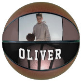Moderne Metallic Basketball Naam Foto Basketball Basketbal (Voorkant)