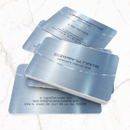 Moderne Metallic Blauw Geborsteld Aluminium Look Visitekaartje