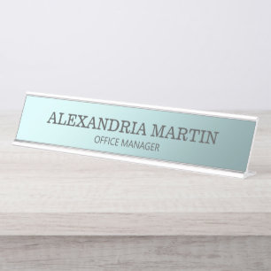 Moderne Metallic Blauw Naam Functie Naambord Bureau Naambordje
