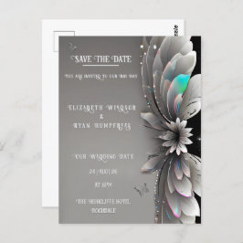 Moderne Metallic Bloemen Huwelijksuitnodiging Briefkaart