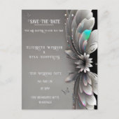 Moderne Metallic Bloemen Huwelijksuitnodiging Briefkaart (Voorkant)