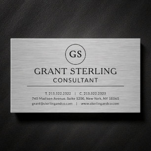 Moderne Metallic Consultant Luxe Monogram Visitekaartje