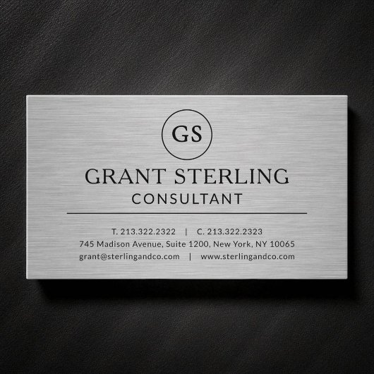 Moderne Metallic Consultant Luxe Monogram Visitekaartje