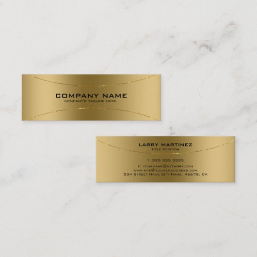 Moderne Metallic Faux Gold Roestvrij Staal Look Bu Mini Visitekaartje (Voorkant / Achterkant)