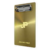Moderne Metallic Gold Kijk Monogram Sjabloon Mini Klembord (Angled2)