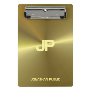 Moderne Metallic Gold Kijk Monogram Sjabloon Mini Klembord