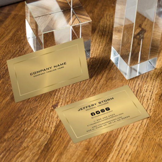 Moderne Metallic Gold Textuur Zwart Typografie Visitekaartje