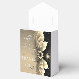 Moderne Metallic Gouden Bloemen Bruiloftsinvatieka Bedankdoosjes