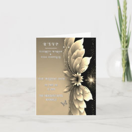 Moderne Metallic Gouden Bloemen Huwelijksuitnodigi