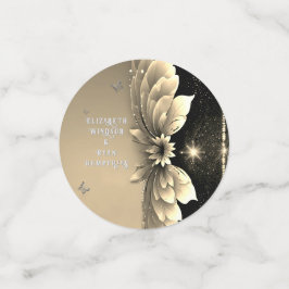 Moderne Metallic Gouden Bloemen Huwelijksuitnodigi Confetti