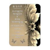 Moderne Metallic Gouden Bloemen Huwelijksuitnodigi Magneet (Verticaal)