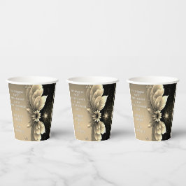 Moderne Metallic Gouden Bloemen Huwelijksuitnodigi Papieren Bekers