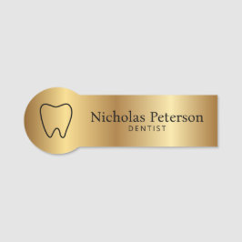 Moderne Metallic Gouden Tand Tandarts Tandheelkund Naamplaatje