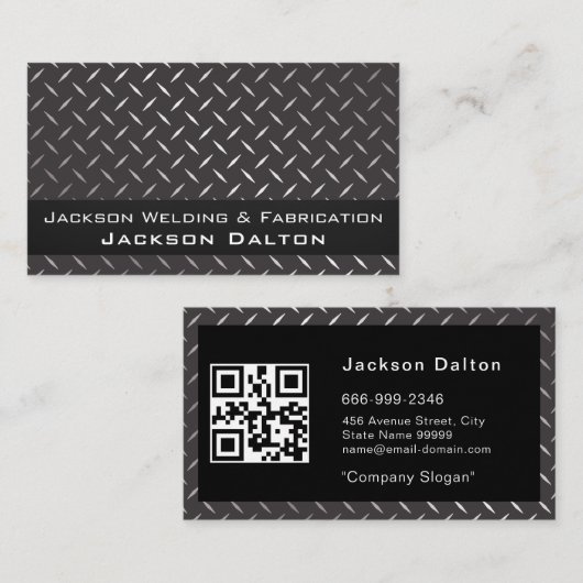 Moderne Metallic Lassen Fabricator Aannemer QR Visitekaartje (Voorkant / Achterkant)
