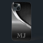 Moderne Metallic look monogrammed iPhone 13 Hoesje<br><div class="desc">Dit ontwerp is voorzien van een gestroomlijnde, moderne vormgeving met een sportief uiteinde. Dit hoesje wordt hier getoond in grijswaardenzwart-wit kleurtinten, en is een goede keuze voor de zakelijke professional of de casual gebruiker. Je zult je telefoon graag laten zien in dit stijlvolle hoesje. Om dit hoesje met uw monogram...</div>