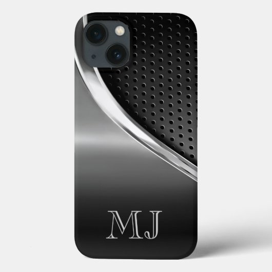 Moderne Metallic look monogrammed Case-Mate iPhone Case (Achterkant)