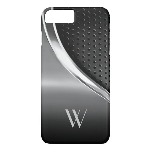 Moderne metallic look monogrammed Case-Mate iPhone case (Achterkant)