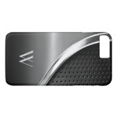 Moderne metallic look monogrammed Case-Mate iPhone case (Achterkant (Horizontaal))