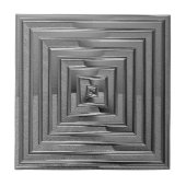 Moderne metallic maze Silver Squares Tegeltje (Voorkant)