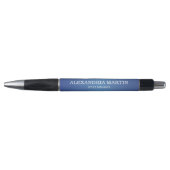 Moderne Metallic Minimal Blauw Baan Titel Naam Pen (Voorkant)