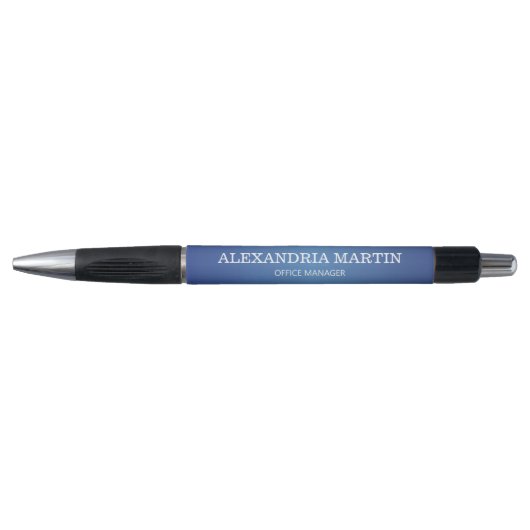 Moderne Metallic Minimal Blauw Baan Titel Naam Pen (Voorkant)
