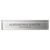 Moderne Metallic Minimal Silver Functietitel Naam Naambordje (Voorkant)