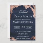 Moderne Metallic Moody Blue Trouwkaart Kaart (Voorkant)