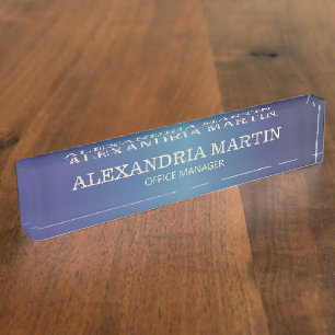Moderne Metallic Navy Blauwe Naam Functie Titel Naambordje