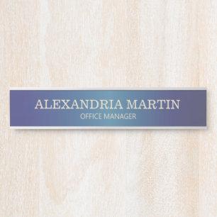 Moderne Metallic Navy Blauwe Naambordje met Functi